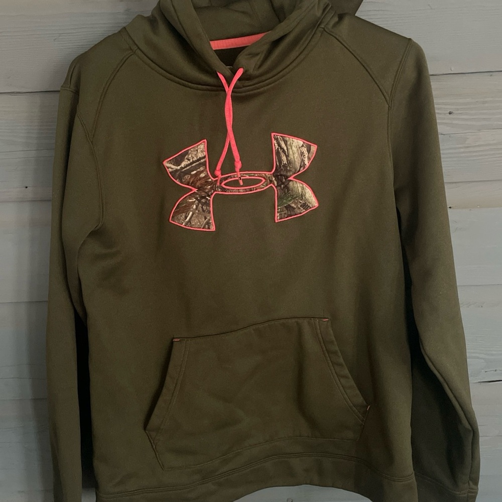 Under Armour Green Hoodie with Pink Logo